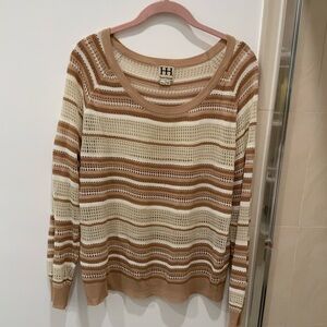 Haute Hippie Cream and Tan Striped Sweater